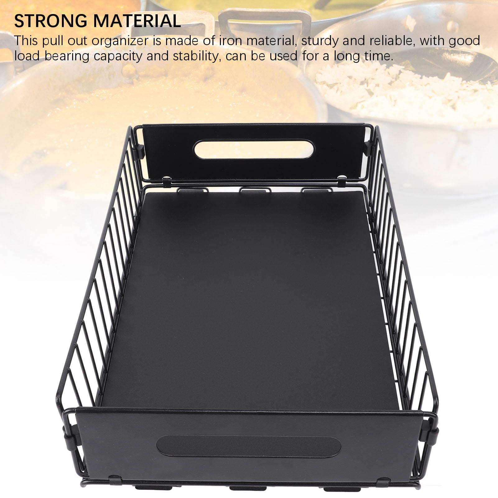 YAHHU 2PCS Pull Out Cabinet Organizer Metal Flexible Multifunctional Pull Out Spice Rack for Under Sink Kitchen Short Black (15.35 inches / 39 cm)