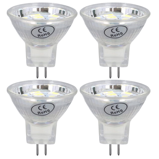 4 bombillas LED MR11 de 3 W y 300 lm con 9 cuentas y base de doble clavija para foco de paisaje, luz blanca fría.