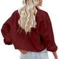 thumbnail image 4 of XIAONU Women's Batwing Sleeve Crop Blouse Loose Long Sleeve Point Collar Pullover Top Smooth Stylish Street Blouses, 4 of 9
