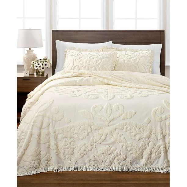 Martha Stewart Collection Chenille Medallion King Bedspread, 120 Inches