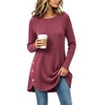 thumbnail image 6 of Women's Ribbed Knit Crewneck Tunic Tops Fall Long Sleeve Button Detail Fashion Lightweight Sweater S-XXL, 6 of 6