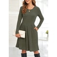 thumbnail image 2 of ANYJOIN Women's Knit Sweater Dress Long Sleeve Pleated Loose Casual Dress with Pockets Knee Length, 2 of 5