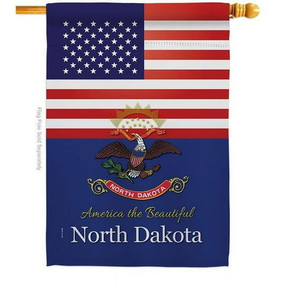 28 x 40 in. USA North Dakota American State Vertical House Flag with Double-Sided Decorative Banner Garden Yard Gift