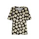 thumbnail image 1 of Camiseta de manga corta plisada elástica con cuello en V y estampado floral de talla grande para mujer OAVQHLG3B Store lin121212, 1 of 4