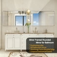 thumbnail image 5 of Rectangular Wall Mirror, Brushed Silver Metal Framed Rounded Corner Bathroom Vanity Mirror, Corner Hangs Farmhouse Mirror for Bathroom, Bedroom, Entryway, Living Room (Horizontal/Vertical), 5 of 9