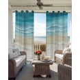 thumbnail image 2 of Teal Beige Gradient Beach Blackout Curtains for Bedroom Living Room, Abstracts Seaside Ocean Wave Coastal 90 In Long Thermal Insulated Room Darkening Drapes Grommet Window Treatments, 52 x 90 In, 2 of 9