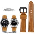 thumbnail image 3 of Correa de reloj de cuero Crazy Horse esmerilado de 20 mm y 22 mm para Casio Swordfish MDV-106/107 EFR-303L/304 MDV106, color marrón y caqui, 3 of 5
