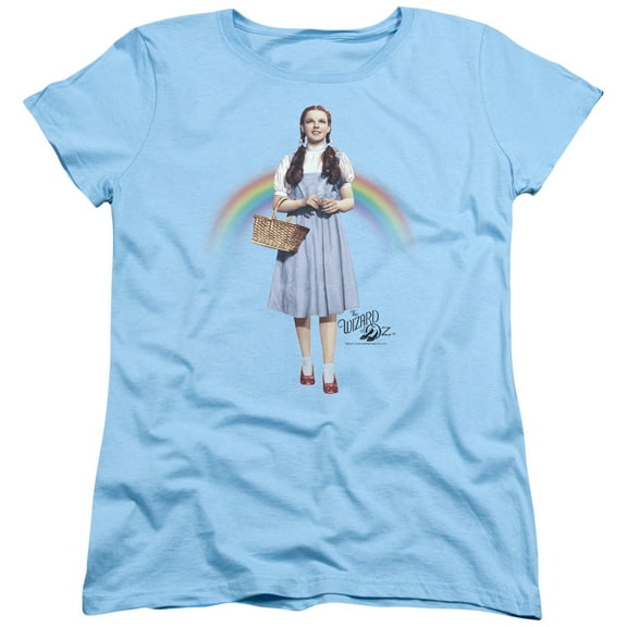 Trevco Sportswear OZ112-WT-4 Wizard of Oz Over The Rainbow Womens Short Sleeve T-Shirt, Light Blue - Extra Large