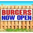 thumbnail image 1 of Burgers Now Open 13 oz Vinyl Banner With Metal Grommets, 1 of 4