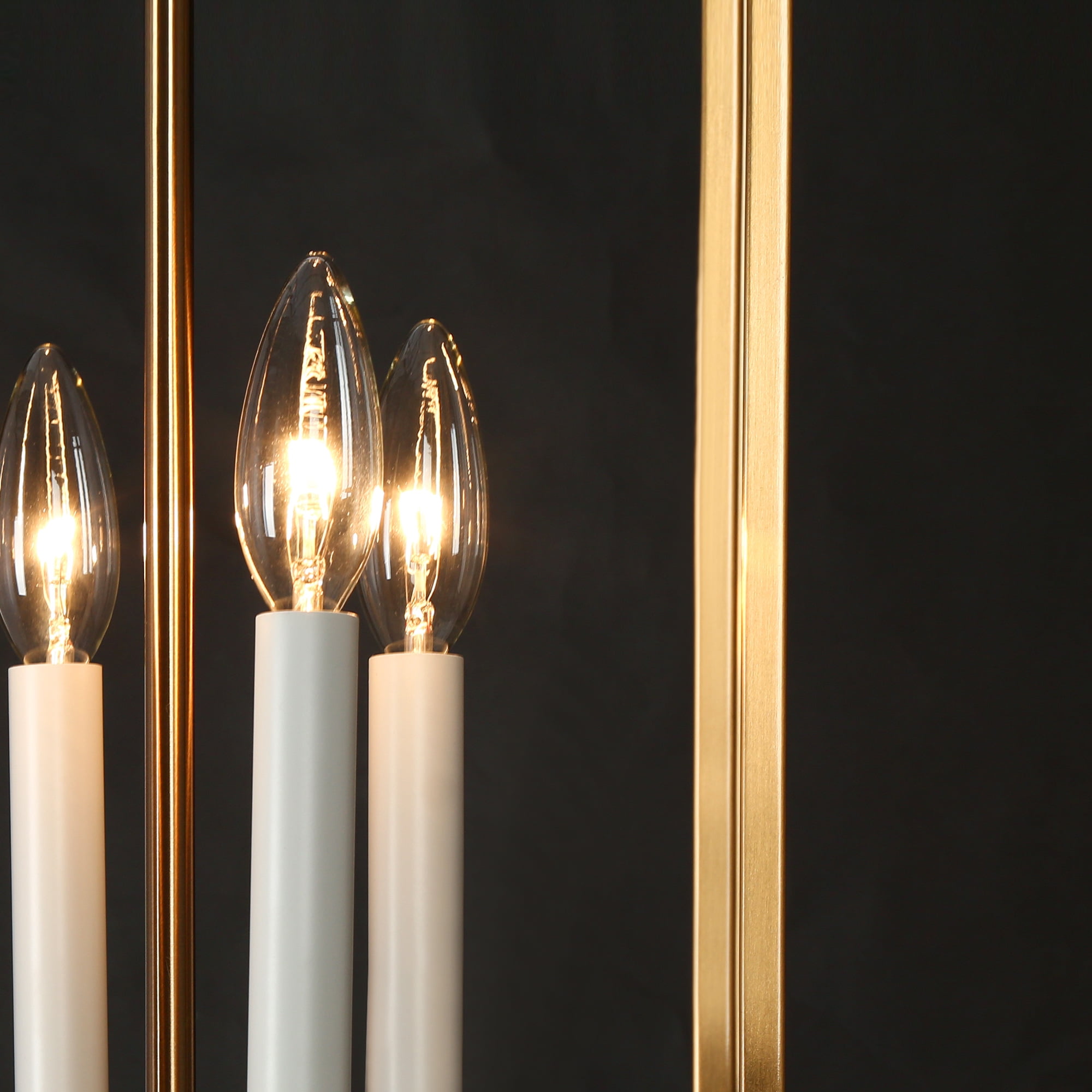 LNC 4-Light Polished Gold and White Candle Modern Linear Hanging Kitchen Island Light