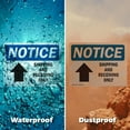 thumbnail image 6 of (2 Pack) Shipping And Receiving Only [Up Arrow] OSHA Notice Sign 18 Inch X 12 Inch Plastic Sign, Weather Resistant, UV Protected for Workplace, Business, and Construction Site, Made in the USA, 6 of 8