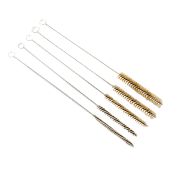 Milue Brass Wire Pipe Brushes 5Pcs Long Handled Cleaning Tool for Tube and Bores