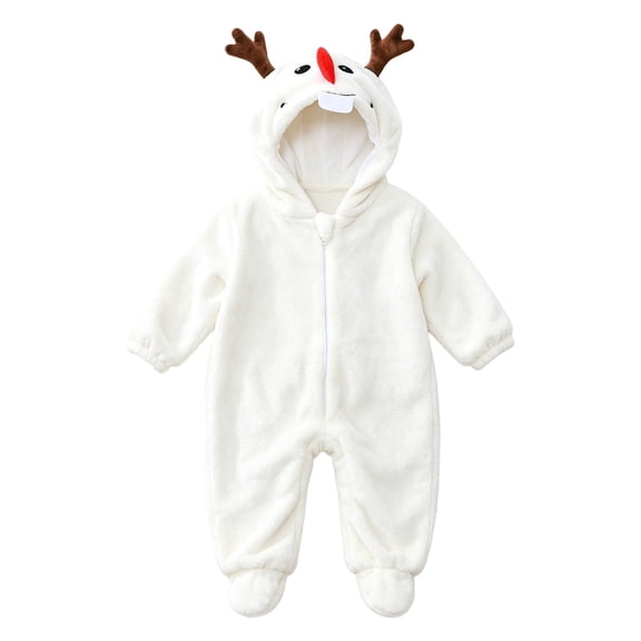 GiLiling Unisex Toddler Baby Animal Costume Halloween Dress Up Outfits for Baby Boys Girls Cartoon Hooded Romper Jumpsuit (White, 12-18 Months)