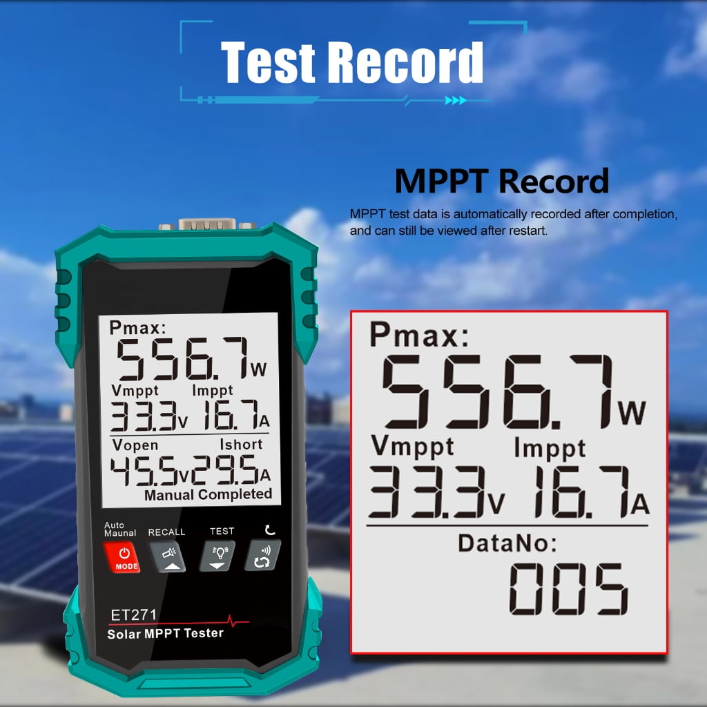 Solar Panel Tester, Photovoltaic Multimeter 1600W, Solar MPPT Meter Digital