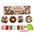 thumbnail image 4 of Christmas DIY Diamond Painting Coaster Kit 4 Pack Classic Holiday Rhinestone Art Set with Tools Easy Home Table Decor Gift for Adults Kids, 4 of 9