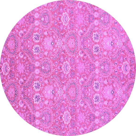 Ahgly Company Indoor Round Oriental Purple Modern Area Rugs, 7' Round