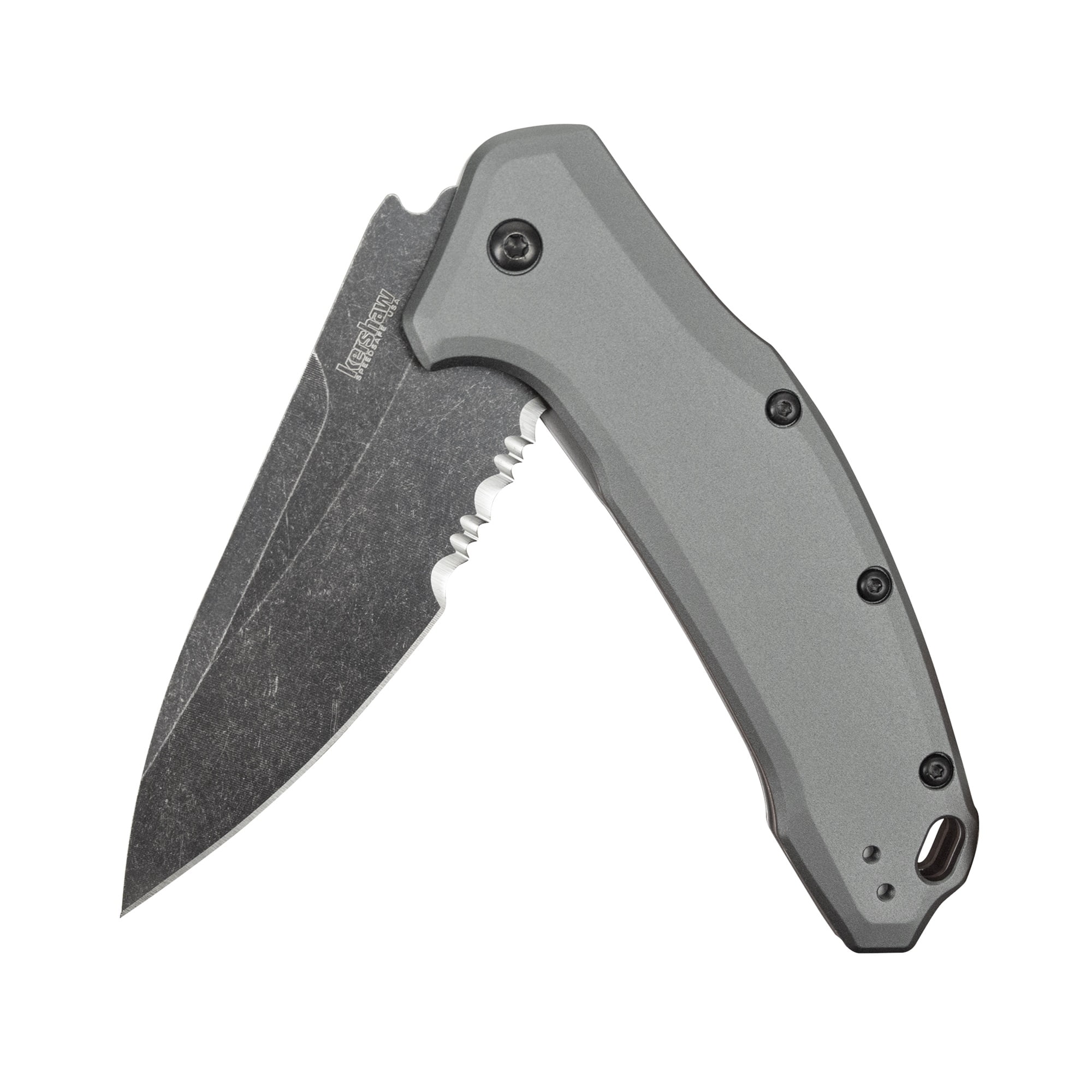 Kershaw Link, Gray Serrated Pocket Knife, 1776GRYBWST