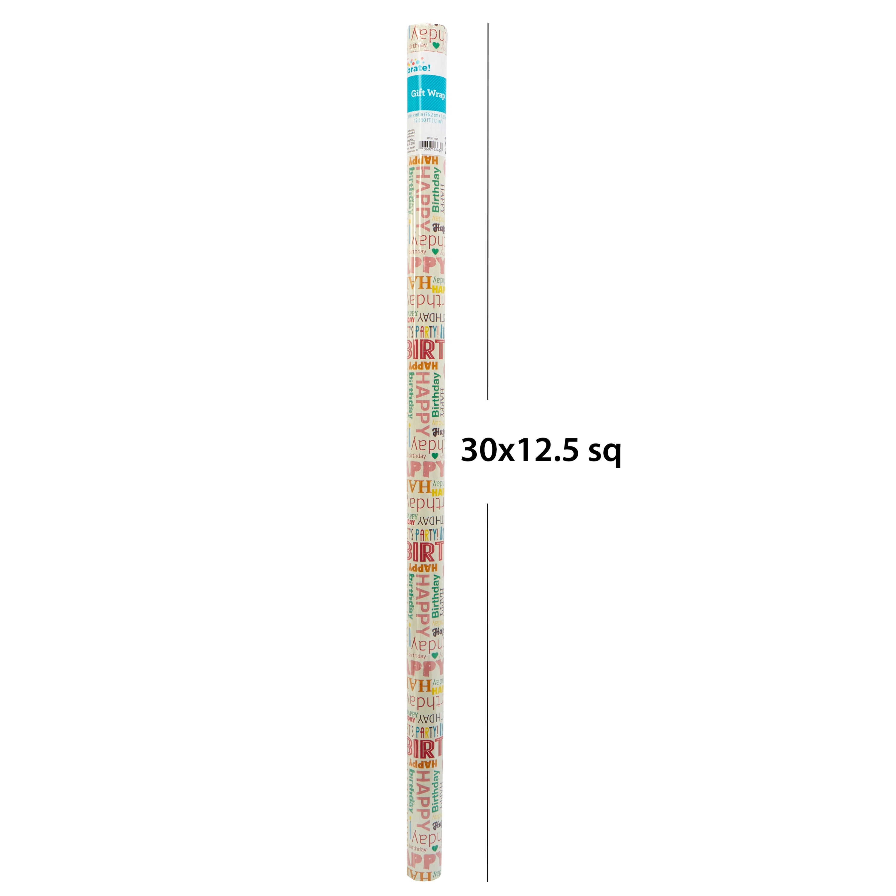 Multicolor Let’s Party Gift Wrap, 30" x 60", by Way To Celebrate