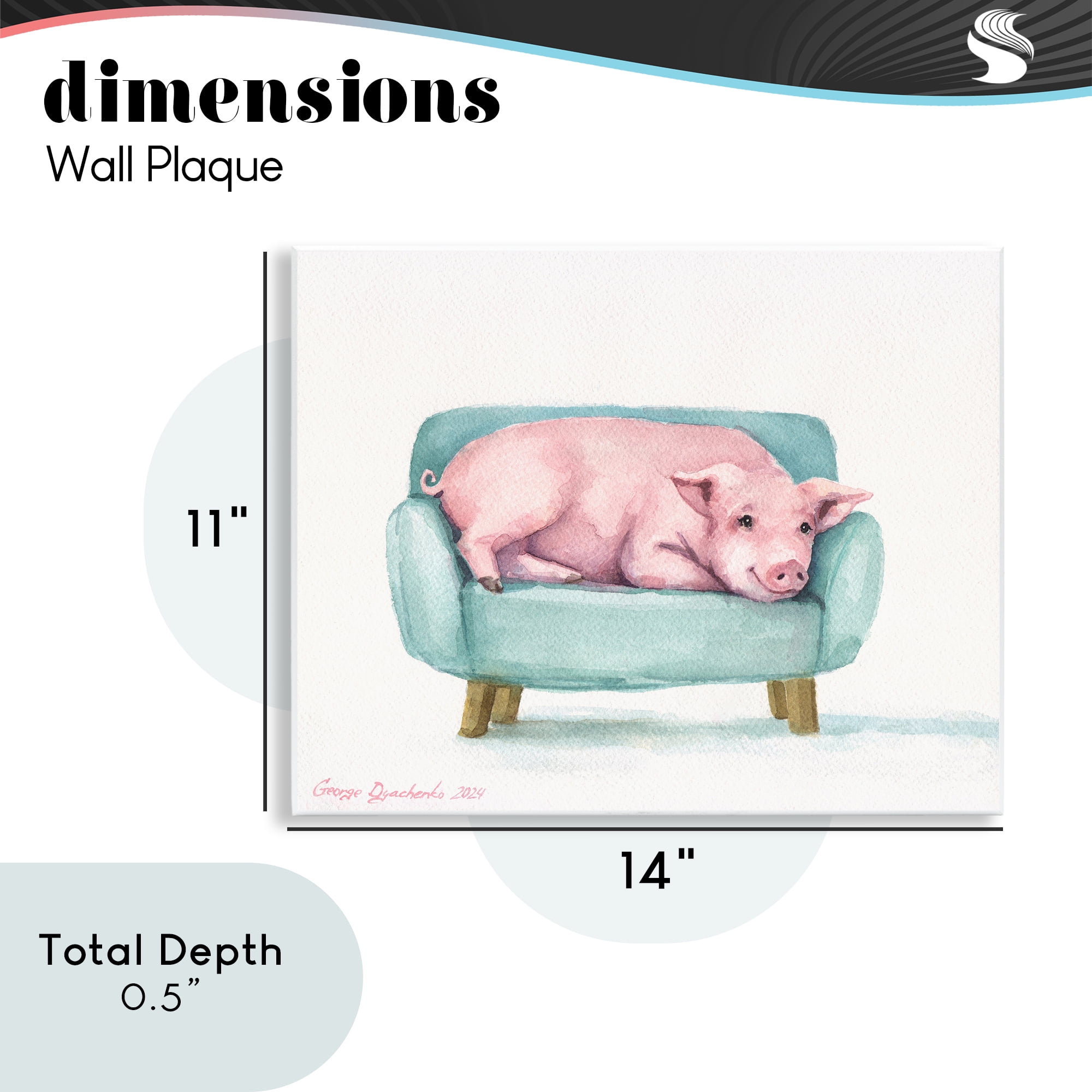Stupell Industries Cute Piglet on Armchair Wall Plaque Art, design by George Dyachenko