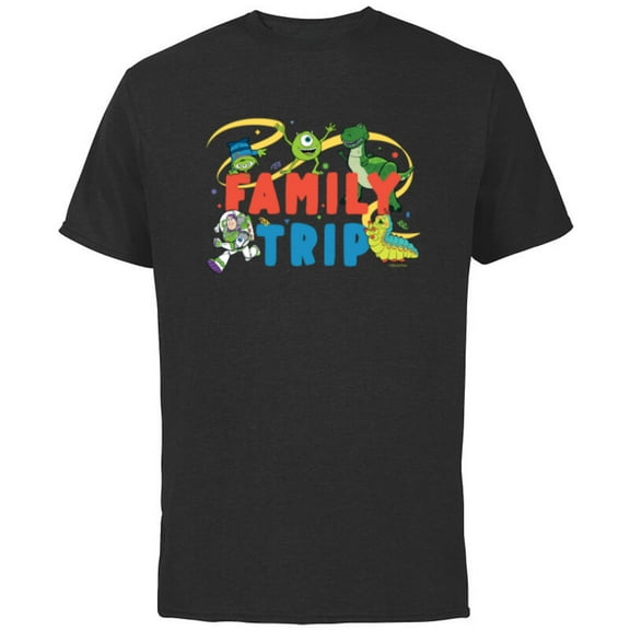 Disney and Pixar Characters Vacation Party Our Family Trip - Short Sleeve Cotton T-Shirt for Adults - Customized-Royal Heather
