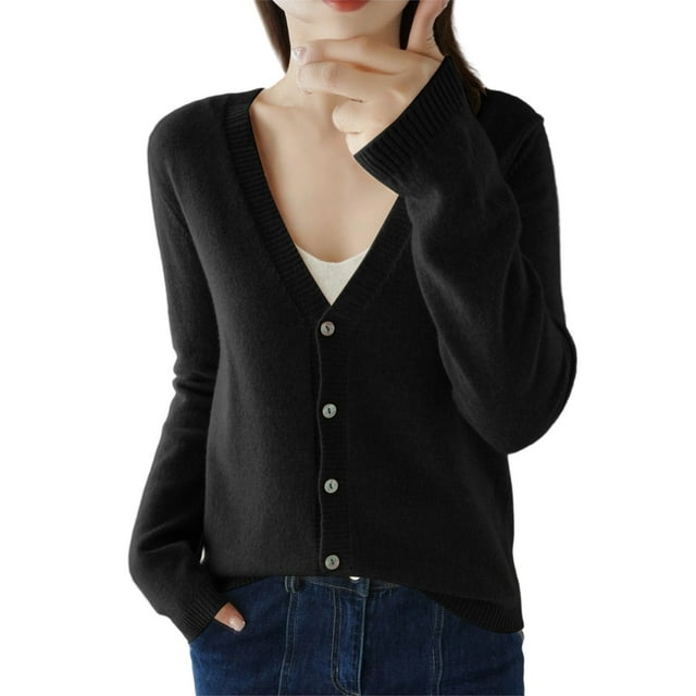 Lightweight Knit Cardigan Short Open Front Sweater Outerwear Casual Loose Fit Thin Fall Versatile Top