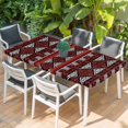 thumbnail image 2 of Red Black Boho Table Cloths for 3 Foot Rectangle Tables, Geometric Vintage Abstract Art Patio Waterproof Elastic Fitted Tablecloths, Washable Rectangular Table Cover for Camping, 2 of 8