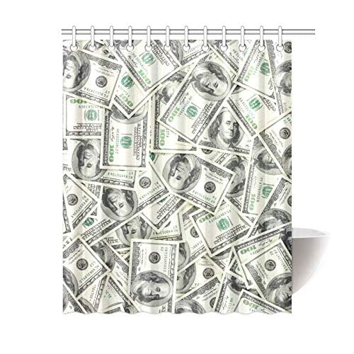 MKHERT One Hundred Dollars Shower Curtain Bath Curtain Waterproof Fabric Polyester Curtains 60x72 inch