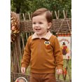 thumbnail image 5 of RUINIXCW Toddler Boy Thanksgiving Pullover Sweatshirt Quarter Zipper Lapel Neck Long Sleeve Croissant/Turkey Embroidery Tops, 5 of 9