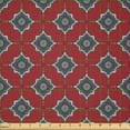 thumbnail image 2 of Ambesonne Antique Oriental Fabric by the Yard Microfiber, Bohemian Mosaic, 5 Yards, Slate Blue and Dark Pink, 2 of 2