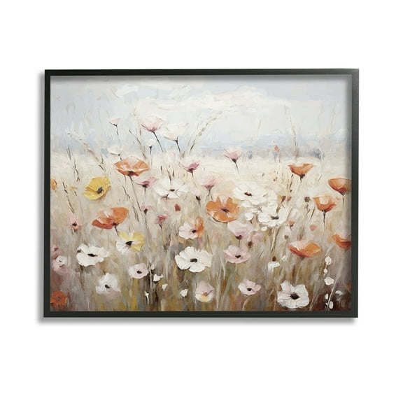 Stupell Industries Charming Flower Meadow Botanical & Floral Painting Black Framed Art Print Wall Art, 14 x 11