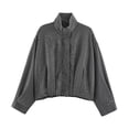 thumbnail image 6 of Women's Plaid Zip Front Jacket Collar Long Sleeve Lightweight Fall Coat, 6 of 9