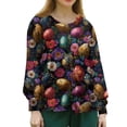 thumbnail image 4 of Easter Scrub Jackets Women Bunny Egg Print Crew Neck Scrub Tops Long Sleeve Cute Scrubs with Pocket Navy 3XL, 4 of 6