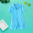 thumbnail image 2 of EnJoCho Girls Solid Dress toddler Girls Short Sleeved Hooded Zipper Dress towel Fabric for 1 to 8 Years Fashion Beach Travel Casual Soft Dresses, 2 of 4