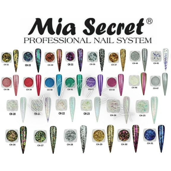 MIA SECRETS NAIL DECORATIONS - METALLIC FLAKES - All 28 Colors