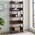 thumbnail image 4 of Morty 64" Metal and Wood 5 Shelf Bookcase in Dark Walnut, 4 of 13