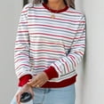 thumbnail image 2 of Women's 2025 Trendy Soft Pullover Round Neck Striped Print Casual Shirts Long Sleeve Loose Fit Color Block T-shirt Top, 2 of 4