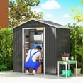 thumbnail image 2 of Outsunny 6.5x3.5ft Metal Garden Shed for Outdoor Storage, Dark Grey, 2 of 10