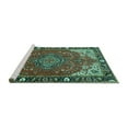 thumbnail image 2 of Ahgly Company Machine Washable Indoor Round Medallion Turquoise Blue Traditional Area Rugs, 7' Round, 2 of 4