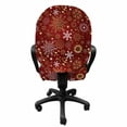 thumbnail image 3 of Winter Office Chair Slipcover, Old Fashioned Christmas Hearts and Swirls Vintage Composition, Protective Stretch Decorative Fabric Cover, Standard Size, Vermilion Yellow, by Ambesonne, 3 of 5