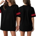 thumbnail image 2 of Striped Football Jerseys for Men Unisex Plain Workout Fitness Shirts Sports Uniform, V Neck Short Sleeve Tops Summer Fashion Loose Fit Casual Outfits, Unisex Workout Sport Game Shirts Black L, 2 of 8