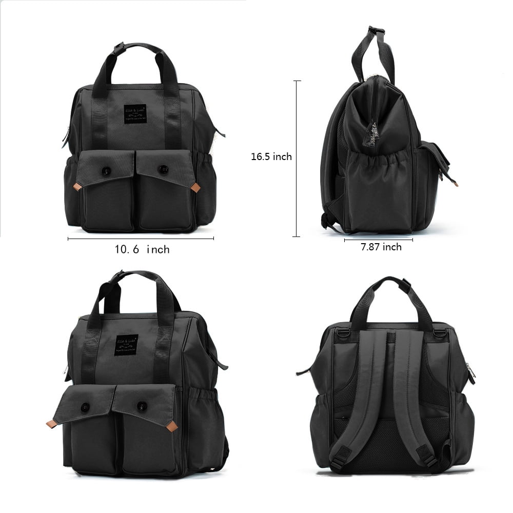 Diaper Bag Backpack with Changing Pad, Insulated Pocket Large Capacity Stroller Organizer Bag Black