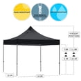 thumbnail image 2 of Black 10x10 Instant Canopy Tent with 1 Full Wall and 2 Half Walls - Commercial Grade Steel Frame with Water-Resistant Canopy Top and Sidewalls - Bonus Canopy Bag and Stake Kit Included (5 Colors), 2 of 8