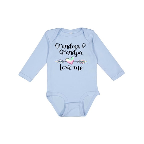 Inktastic Grandma and Grandpa Love Me Heart Grandchild Boys or Girls Long Sleeve Baby Bodysuit
