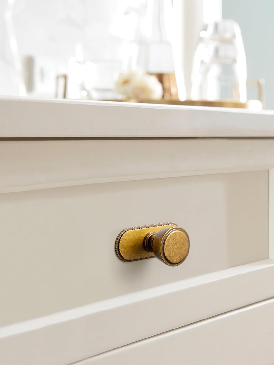 Goo-Ki Antique Brass Cabinet Drawer Knobs with Backplate or Spacer Zinc Alloy Kitchen Hardware, 6 Pack Single Hole Cabinet Pull Handles,2231-G019