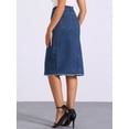 thumbnail image 4 of DARING DIVA Women's Button Down Frayed Raw Hem Jean Midi Skirt S Dark Blue, 4 of 6