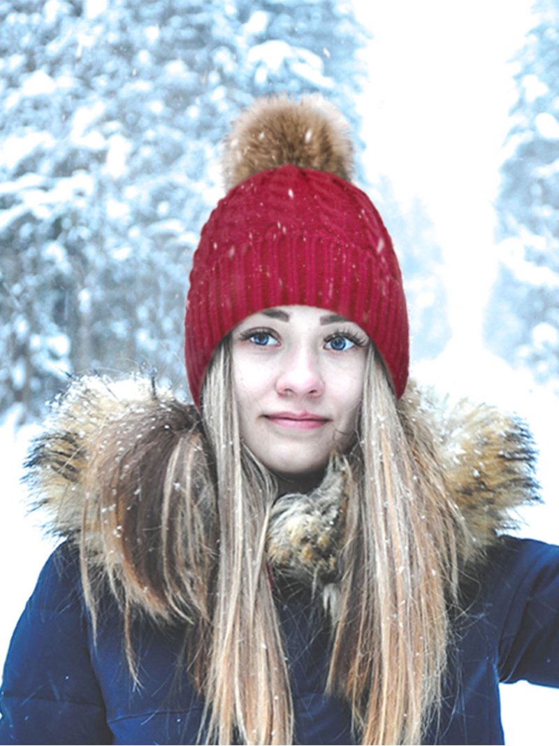 NATASHA RIB KNIT CUFFED BEANIE WITH FAUX FUR POM FLEECE LINED RED OS NWOT Winter Hat Women main image 2