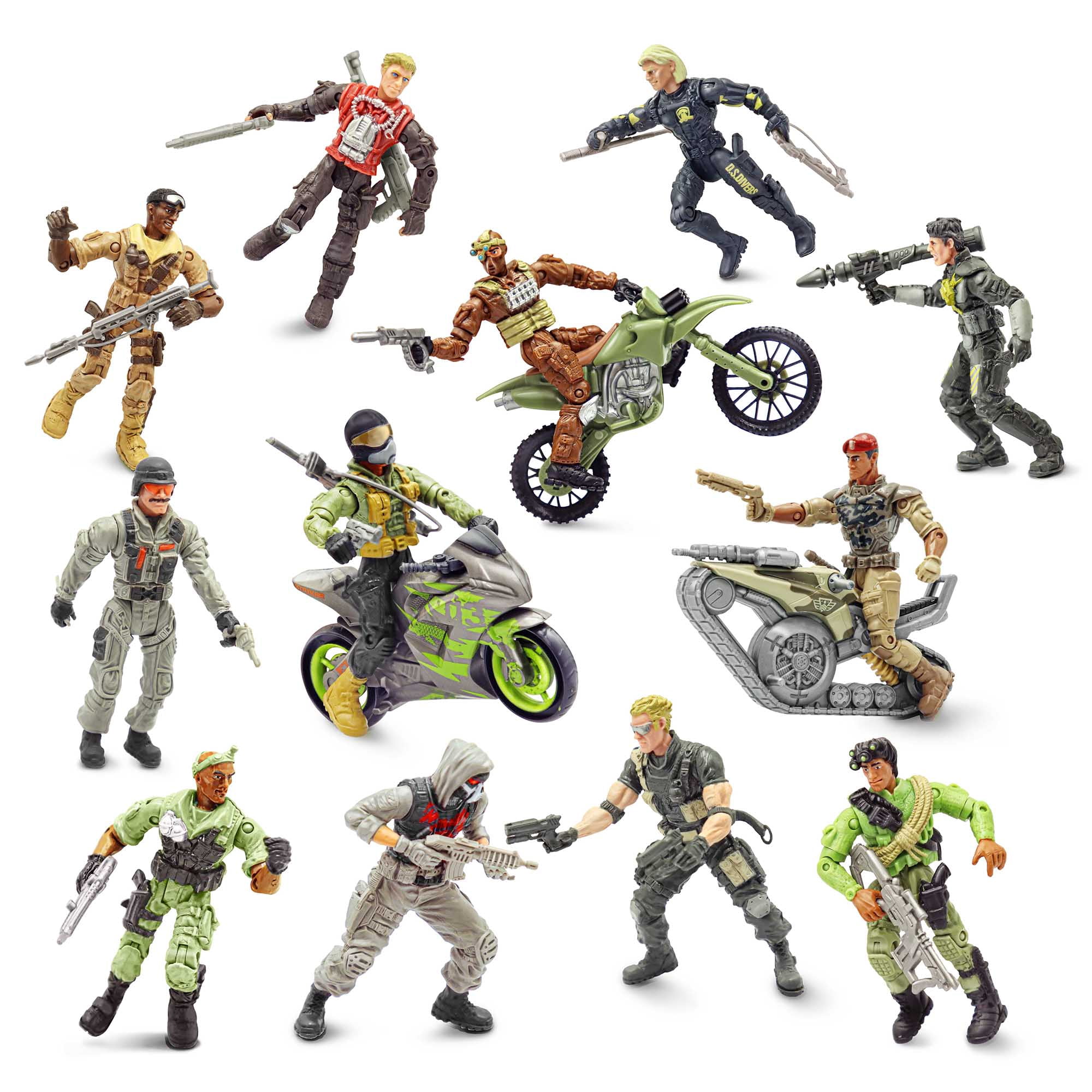 Lanard The Corps! Collector Series - 12 Pack Action Figures, Fully Articulated Poseable Combat Figurines, Military Toys, 21 Play Accessories, Kids 3+