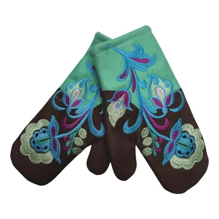 

Catinbow Wool Gloves Women - Cashmere Gloves | Womens Work Gloves Thicken Winter Gloves With Flower Embroidery Warm Fingerless Gloves For Cold Weather