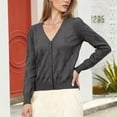 thumbnail image 6 of qelini Open Cardigan for Women V Neck Button down Sweaters Solid Lightweight Long Sleeve Tops Dressy Warm Blouses, 6 of 8