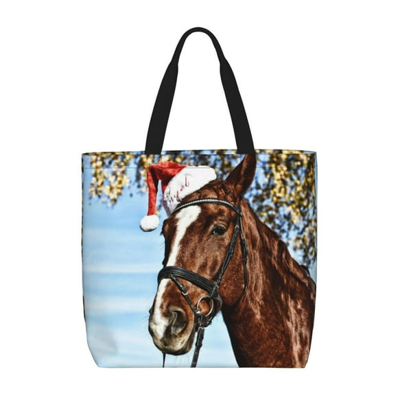 Easygdp Christmas Horse Bolsa Tote para Mujer, Bolso de Hombro para Trabajo, Playa, Viajes, Compras y Supermercado